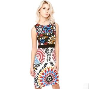 Desigual Bianca Sleeveless Knit Geo Print Multicolor Sheath Dress Size Medium